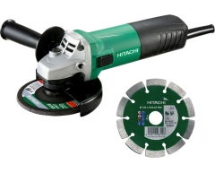 Угловая шлифмашина Hitachi G 12 SR4 + алмазный диск Carat, 115 мм, 730 Вт, 10000 об/мин