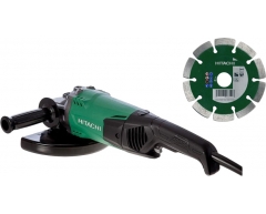 Угловая шлифмашина Hitachi G 23 ST + алмазный диск Carat, 230 мм, 2000 Вт, 6600 об/мин