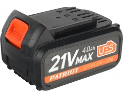 Аккумулятор Patriot BR 21 V (Max) Li-Ion 4.0 Ah PRO UES, Li-Ion Тип аккумулятора, 21 Напряжение аккумулятора, 4.0 Емкость аккумулятора