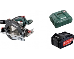 Циркулярная пила аккумуляторная Metabo KS 18 LTX 57 (1x4.0 Ач), 165 Диаметр диска, 57 90°, Li-Ion Тип аккумулятора, 18 Напряжение аккумулятора, 4.0 Емкость аккумулятора
