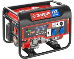 Газовый генератор ЗУБР ЗЭСГ-3500-М2, 230 В, 3.0 кВт