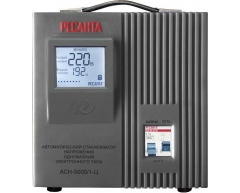 Стабилизатор напряжения электронный Ресанта АСН 5000 1-Ц, напольный Тип установки, 5.0 Максимальная мощность, 140-260 Диапазон стабилизации, 220 Выходное напряжение