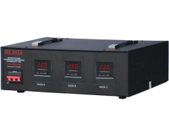 Стабилизатор напряжения электромеханический Ресанта АСН 4500/3-ЭМ, напольный Тип установки, 4.5 Максимальная мощность, 240-430 Диапазон стабилизации, 380 Выходное напряжение