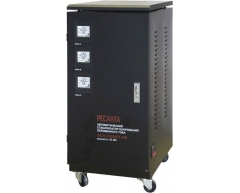 Стабилизатор напряжения электромеханический Ресанта АСН 30000/3-ЭМ, напольный Тип установки, 30 Максимальная мощность, 240-430 Диапазон стабилизации, 380 Выходное напряжение