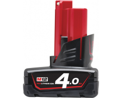 Аккумулятор Milwaukee M12 B4, Li-Ion Тип аккумулятора, 12 Напряжение аккумулятора, 4.0 Емкость аккумулятора