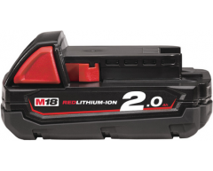 Аккумулятор Milwaukee M18 B2, Li-Ion Тип аккумулятора, 18 Напряжение аккумулятора, 2.0 Емкость аккумулятора