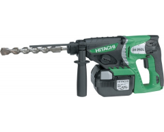 Перфоратор аккумуляторный Hitachi DH 25 DL, двухрежимный Количество режимов, 2.8 Энергия удара, 3.5 Вес нетто, Li-Ion Тип аккумулятора, 25.2 Напряжение аккумулятора, 3.0 Емкость аккумулятора