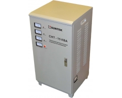 Стабилизатор напряжения электромеханический Suntek 15000, напольный Тип установки, 15 Максимальная мощность, 240-450 Диапазон стабилизации, 380 Выходное напряжение