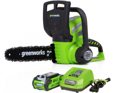 Цепная пила аккумуляторная Greenworks G 40 CS 30 K2, 30.4 Длина шины, 3.65 Вес нетто, Li-Ion Тип аккумулятора, 40 Напряжение аккумулятора, 2.0 Емкость аккумулятора
