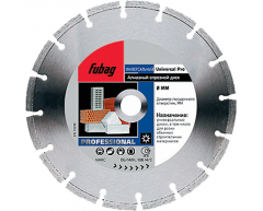 Диск алмазный универсальный Fubag Universal Pro 12350-6, сухая Тип резки, 350 Диаметр диска, 30/25.4 Посадочный диаметр, 3.2 Толщина алмазного слоя, 7.0 Высота алмазного слоя